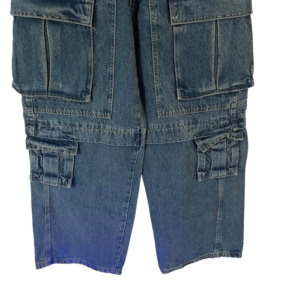 NWT Zara Relaxed Fit Multi Pocket Cargo Jeans Size 34 - Picture 4 of 7